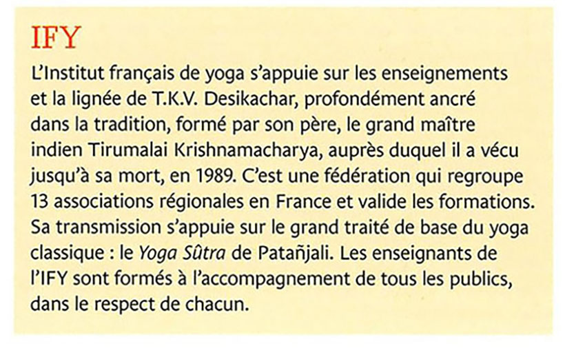 IFY - L’IFY cité dans Le Journal du Yoga.